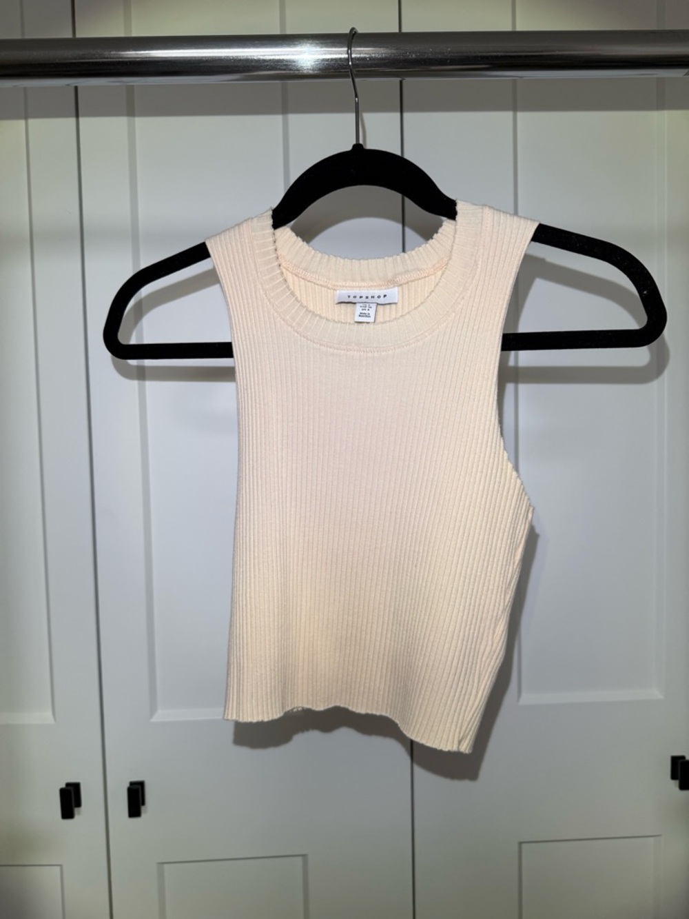 Topshop Cream Ribbed Tank Top